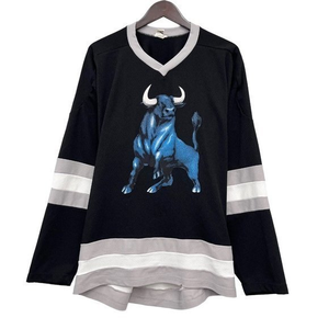 Vtg Belleville Bulls Mens Black Hockey Jersey Don Alleson V-Neck Rare USA XL guc